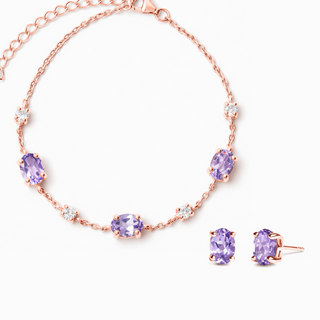 Mini Set 2 - Amethyst Jewellery Set in 18k Rose Gold Vermeil Vianne Jewellery