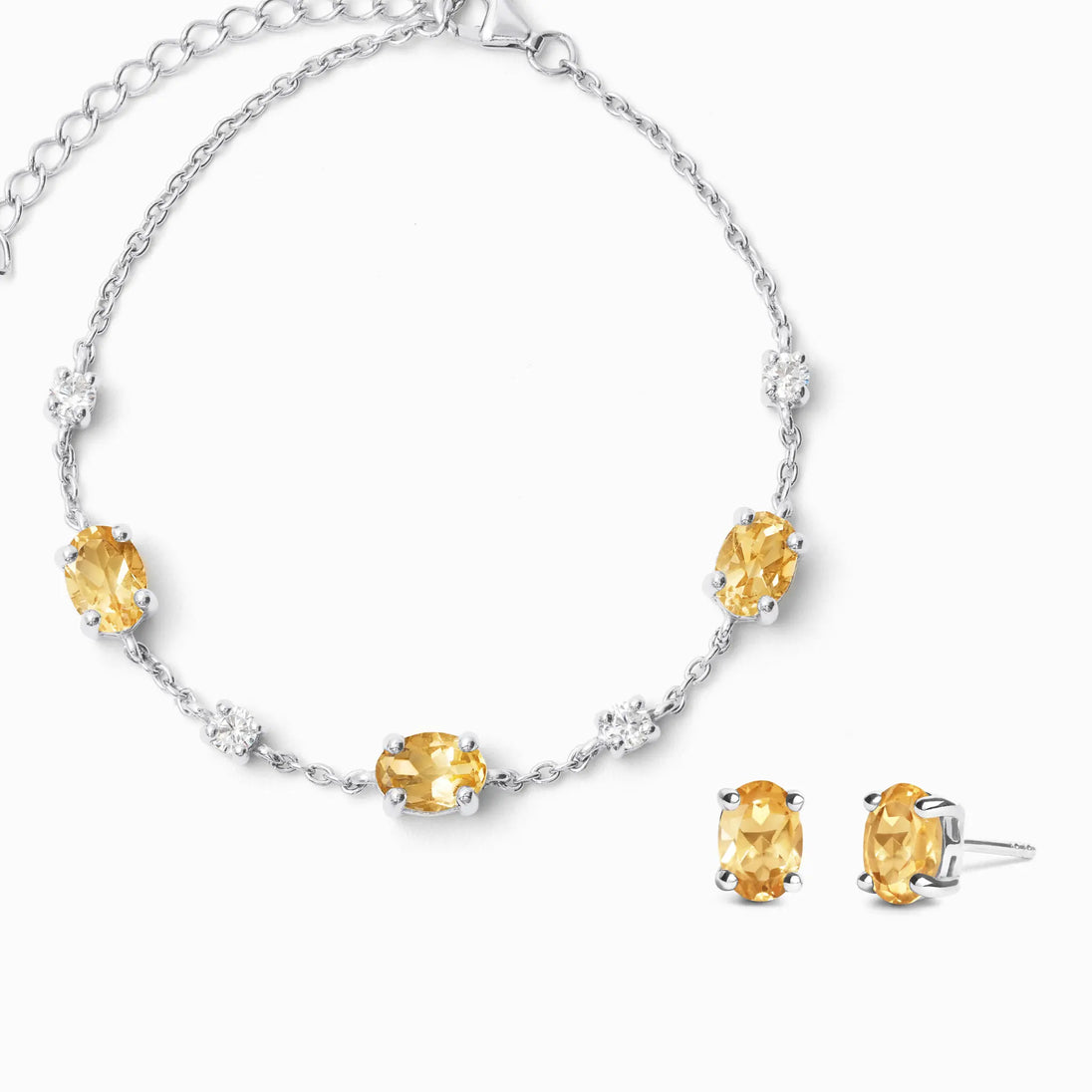 Mini Citrine Jewellery Set | Sterling Silver | Bracelet & Earrings Set Vianne Jewellery