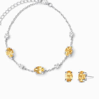 Mini Citrine Jewellery Set | Sterling Silver | Bracelet & Earrings Set Vianne Jewellery