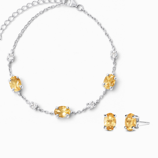 Mini Set 2 - Citrine Jewellery Set in Sterling Silver Vianne Jewellery