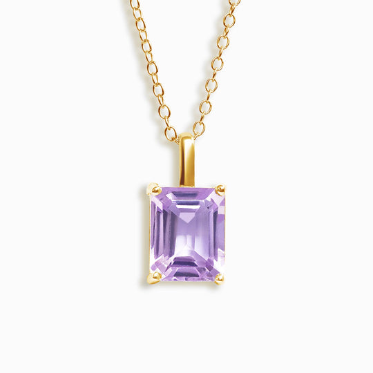 Lavender Amethyst Emerald Cut Pendant Necklace | 18k Gold Vermeil | 2.5 Carat Vianne Jewellery