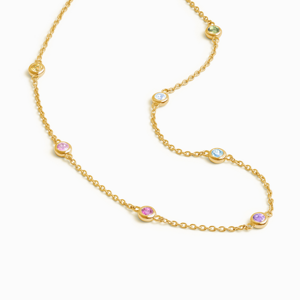 Rainbow Gemstone Necklace in 18k Gold Vermeil Vianne Jewellery