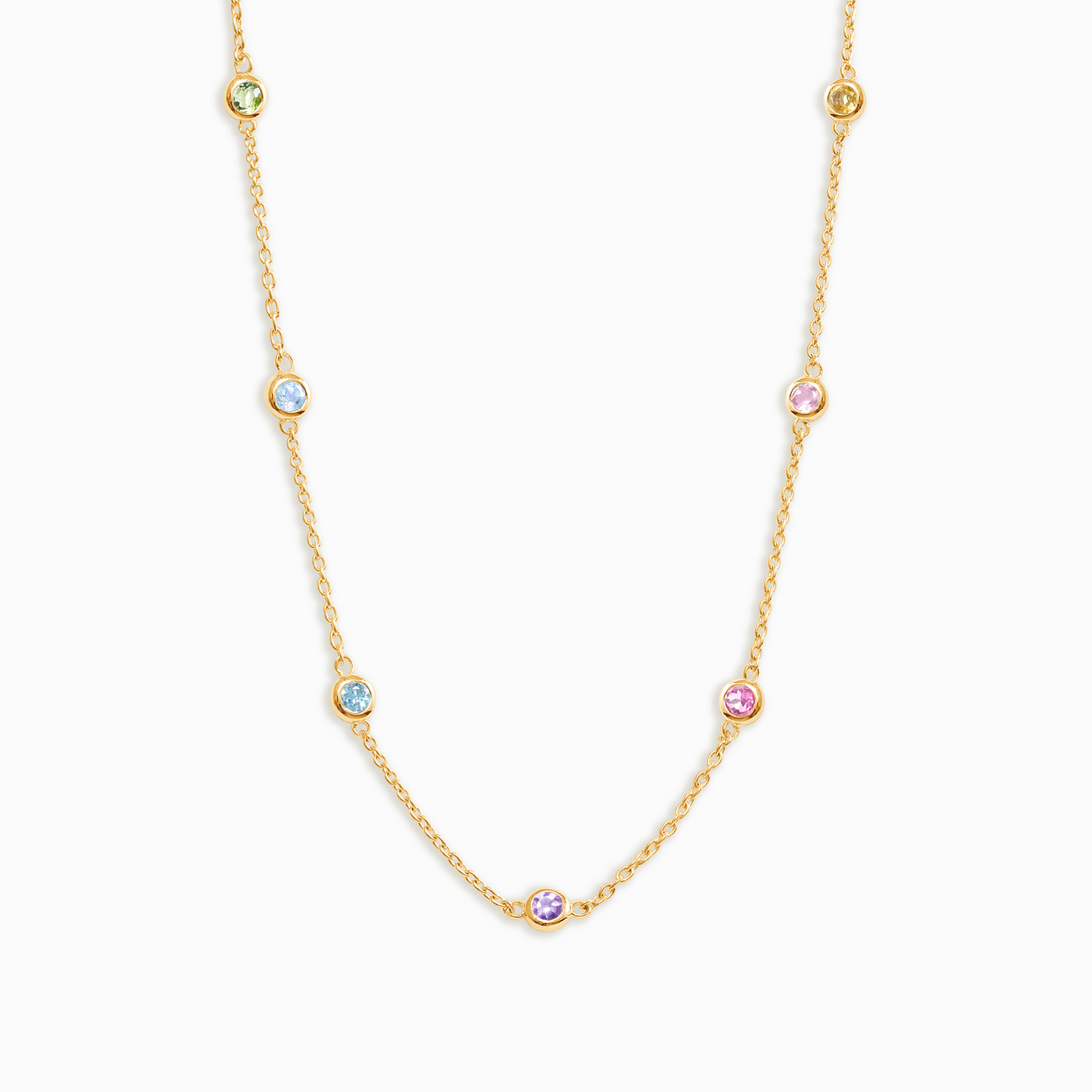 Rainbow Gemstone Necklace in 18k Gold Vermeil Vianne Jewellery