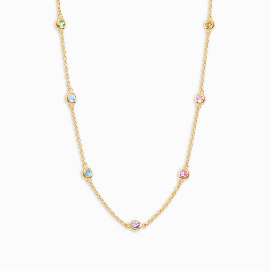 Rainbow Gemstone Necklace in 18k Gold Vermeil Vianne Jewellery