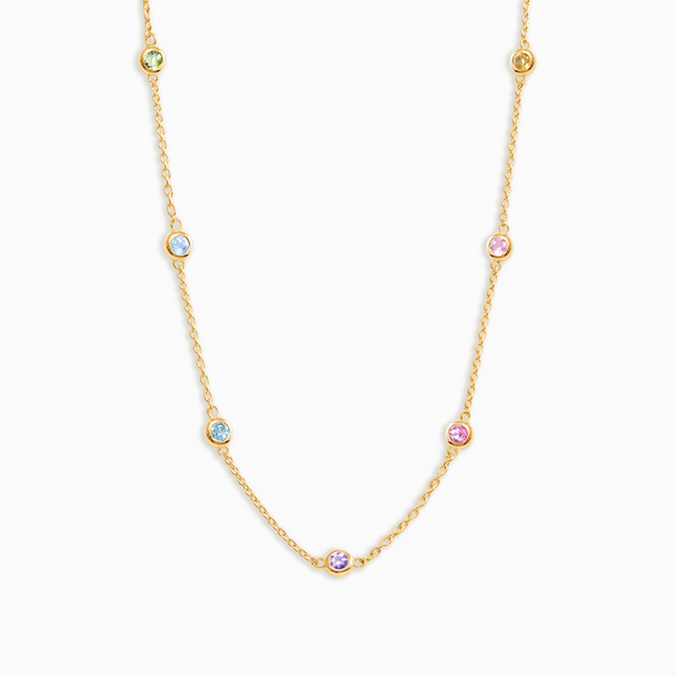 Rainbow Gemstone Necklace in 18k Gold Vermeil Vianne Jewellery