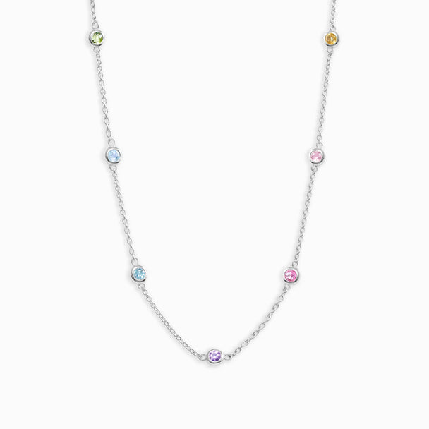 Rainbow Gemstone Necklace in Sterling Silver Vianne Jewellery