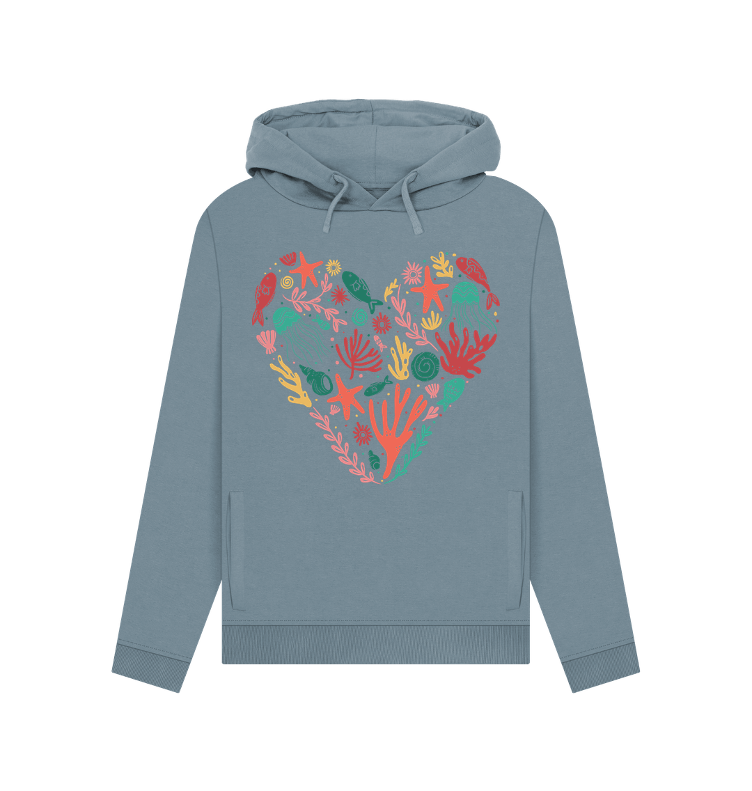 organic cotton heart-shaped coral hoodie