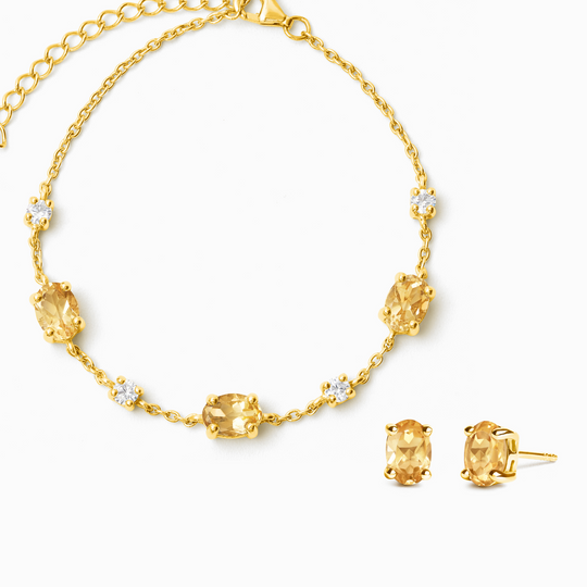 Mini Set 2 - Citrine Jewellery Set in 18k Gold Vermeil Vianne Jewellery