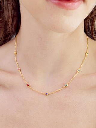 Rainbow Gemstone Necklace in 18k Gold Vermeil Vianne Jewellery