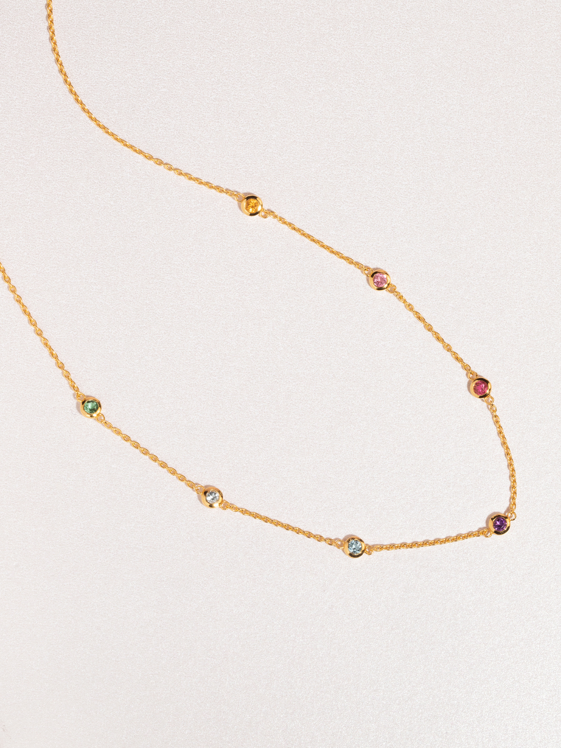 Rainbow Gemstone Necklace in 18k Gold Vermeil Vianne Jewellery