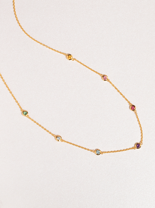 Rainbow Gemstone Necklace in 18k Gold Vermeil Vianne Jewellery