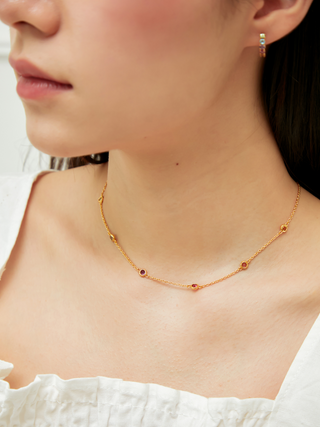 Rainbow Gemstone Necklace in 18k Gold Vermeil Vianne Jewellery