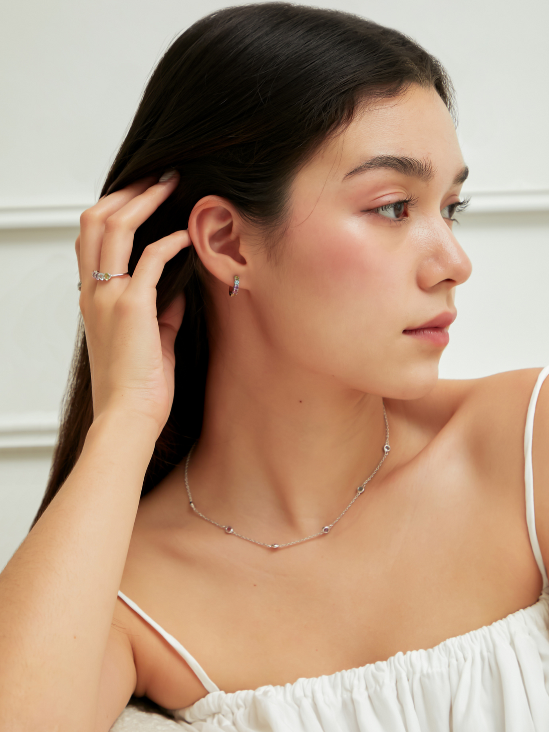 Rainbow Gemstone Necklace in 18k Gold Vermeil Vianne Jewellery