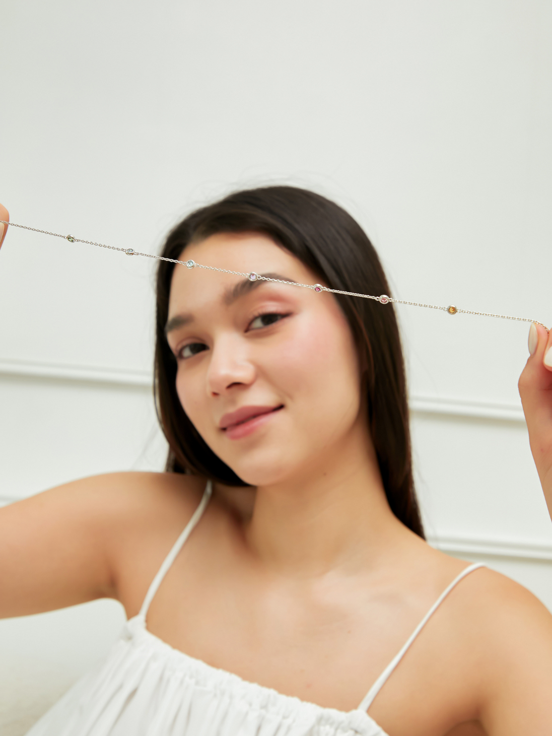 Rainbow Gemstone Necklace in 18k Gold Vermeil Vianne Jewellery