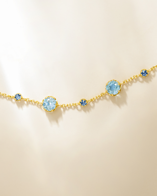 Blue Sapphire & Blue Topaz Jewellery Set in 18k Gold Vermeil Vianne Jewellery