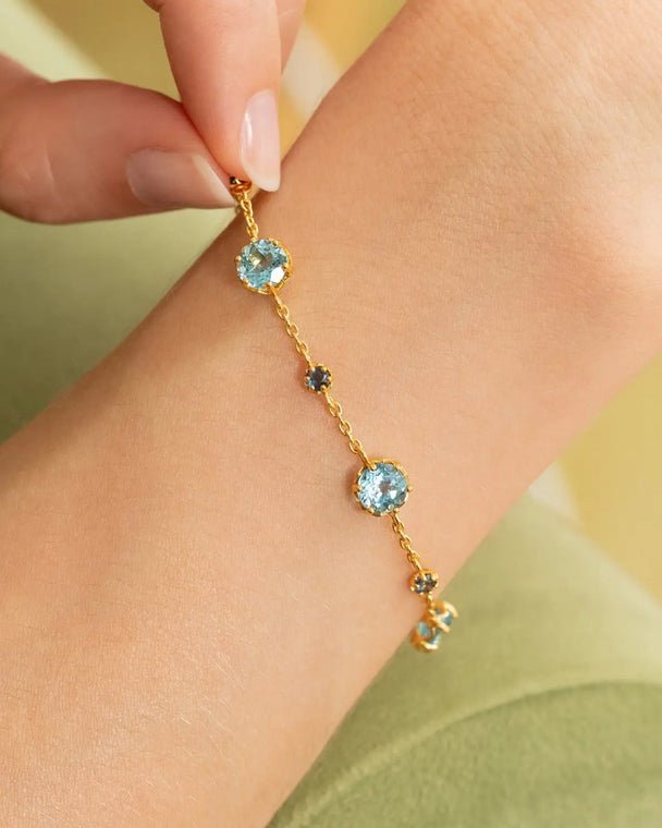 Blue Sapphire & Blue Topaz Jewellery Set | 18k Gold Vermeil | Bracelet & Earrings Vianne Jewellery