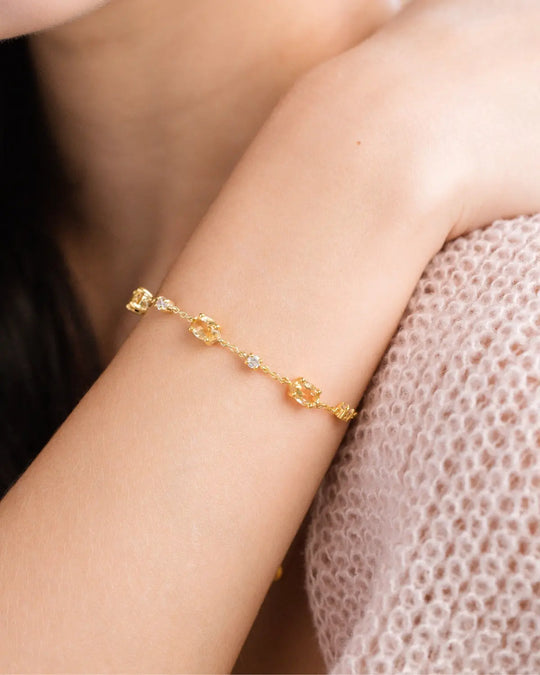 Citrine Bracelet | 18k Gold Vermeil | Natural Gemstones with Simulated Diamonds Vianne Jewellery