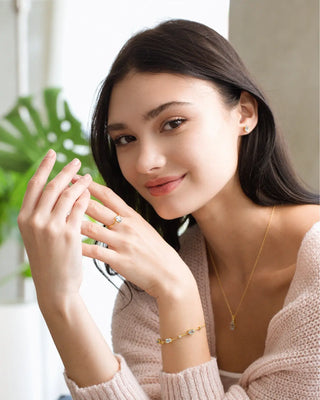 Mini Blue Topaz Jewellery Set | 18k Gold Vermeil | Bracelet & Earrings Set Vianne Jewellery