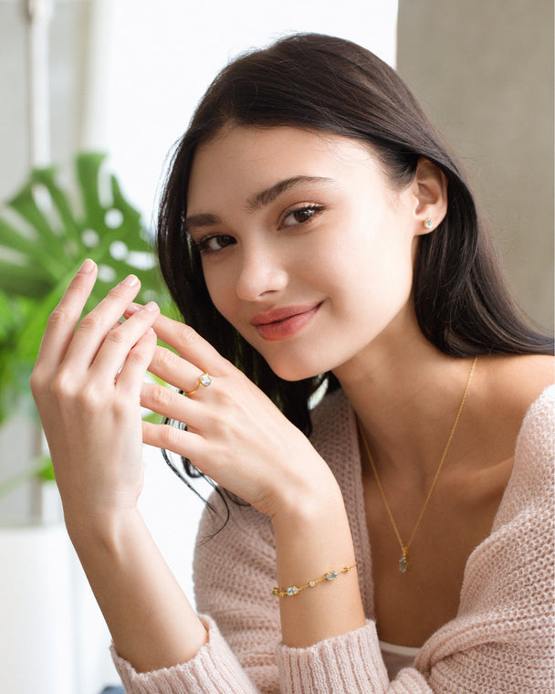 Mini Set 2 - Blue Topaz Jewellery Set in 18k Gold Vermeil Vianne Jewellery