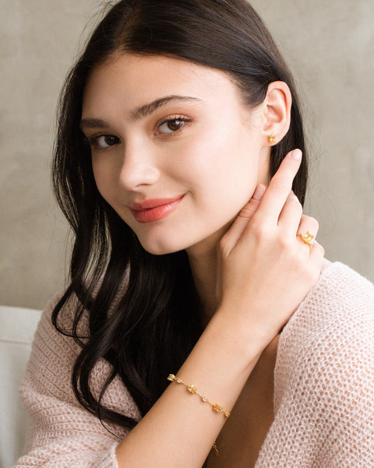 Mini Set 2 - Citrine Jewellery Set in 18k Gold Vermeil Vianne Jewellery