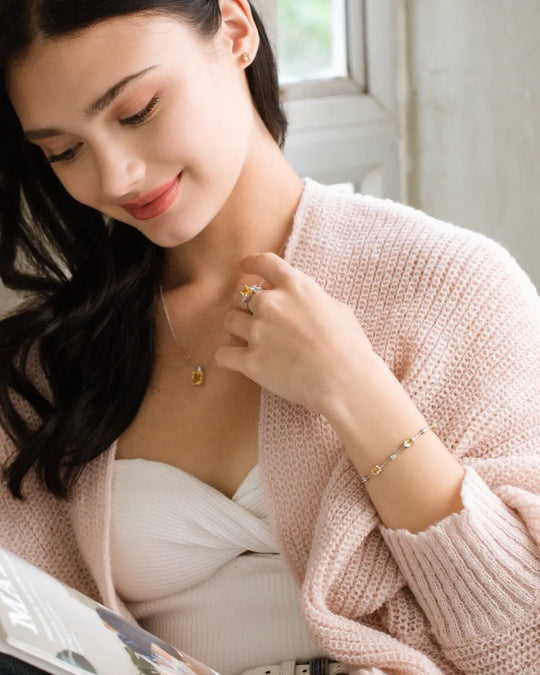 Mini Citrine Jewellery Set | Sterling Silver | Bracelet & Earrings Set Vianne Jewellery
