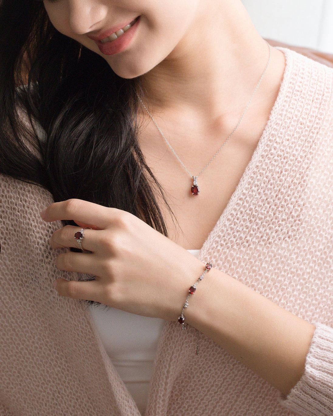 Garnet Bracelet in Sterling Silver Vianne Jewellery