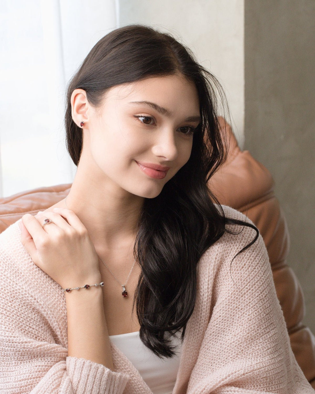 Garnet Bracelet in Sterling Silver Vianne Jewellery