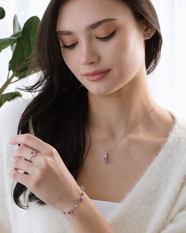 Mini Set 2 - Amethyst Jewellery Set in Sterling Silver Vianne Jewellery
