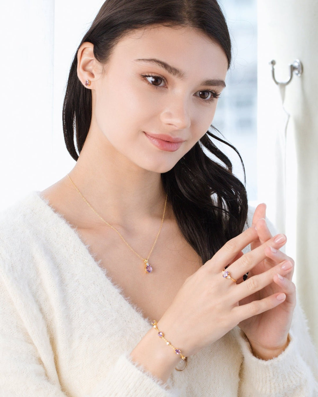 Mini Set 2 - Amethyst Jewellery Set in 18k Gold Vermeil Vianne Jewellery