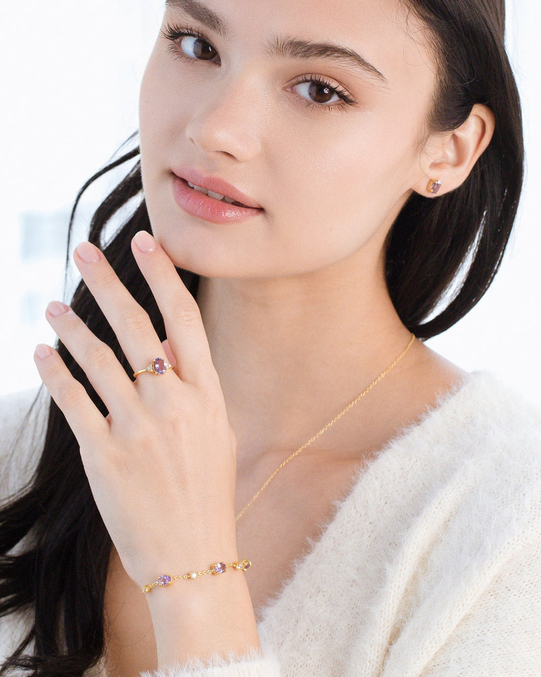 Mini Set 2 - Amethyst Jewellery Set in 18k Gold Vermeil Vianne Jewellery