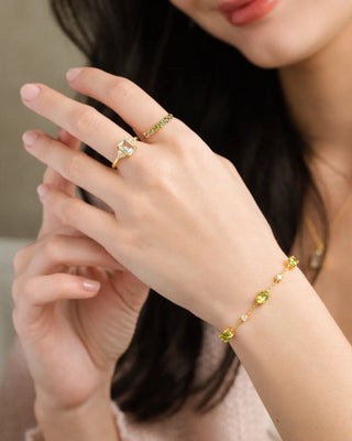 Peridot Bracelet | 18k Gold Vermeil | Natural Gemstones with Simulated Diamonds Vianne Jewellery