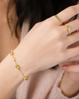 Peridot Bracelet | 18k Gold Vermeil | Natural Gemstones with Simulated Diamonds Vianne Jewellery