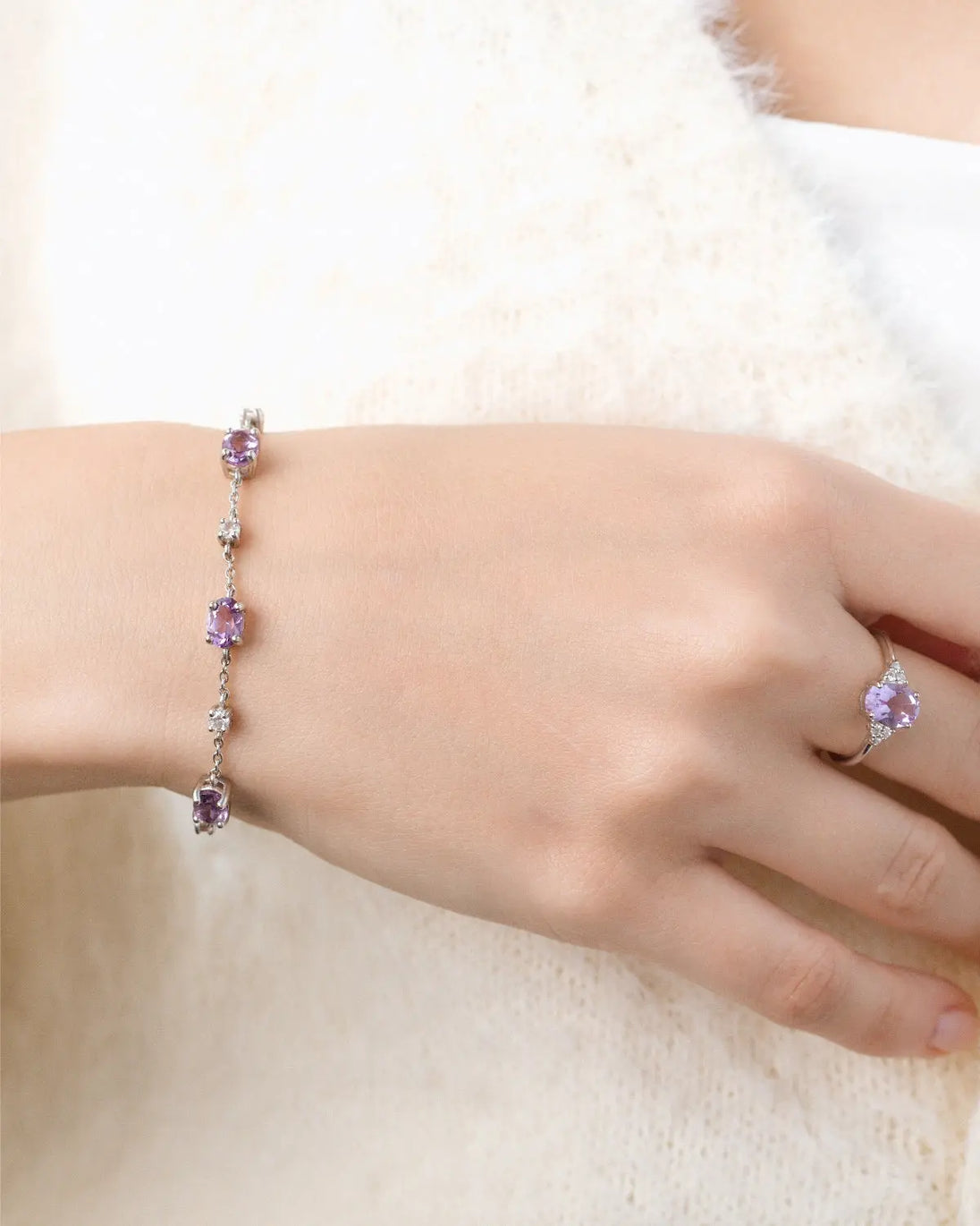 Lavender Amethyst Bracelet in Sterling Silver Vianne Jewellery