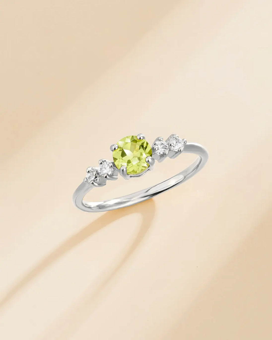 Sterling silver ring with round cut peridot and simulated diamonds from Peridot Everyday Jewellery Gift Set