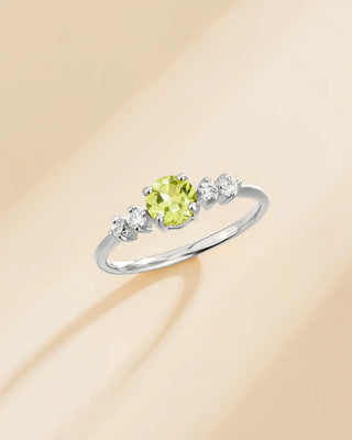 Sterling silver ring with round cut peridot and simulated diamonds from Peridot Everyday Jewellery Gift Set