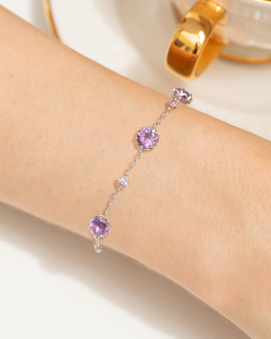 Sterling silver bracelet with pink sapphire and lavender amethyst gemstones from Pink Sapphire & Amethyst Jewellery Set