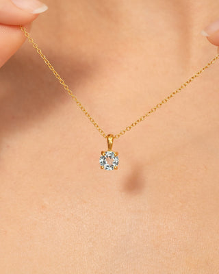 18k gold vermeil necklace with round cut sky blue topaz pendant from handcrafted blue topaz jewelry set