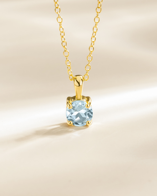 18k gold vermeil necklace with round cut sky blue topaz pendant handcrafted blue topaz jewelry