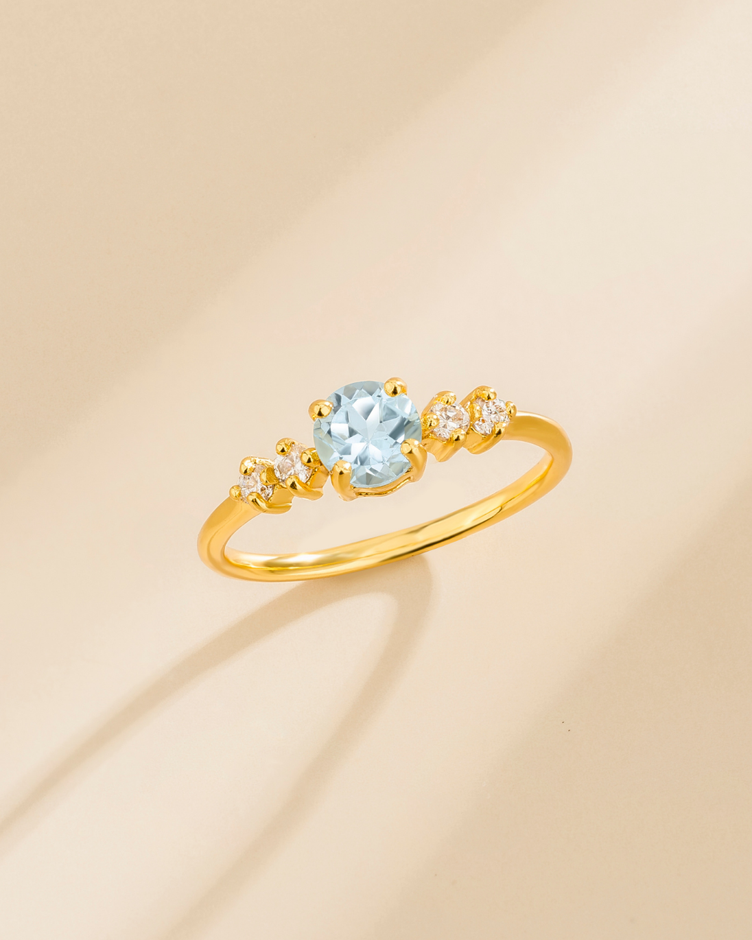 18k gold vermeil ring with round cut sky blue topaz and simulated diamonds blue topaz jewelry