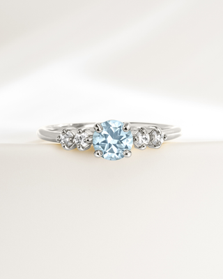 Sterling silver ring with round cut sky blue topaz and simulated diamonds from Blue Topaz Everyday Jewellery Set