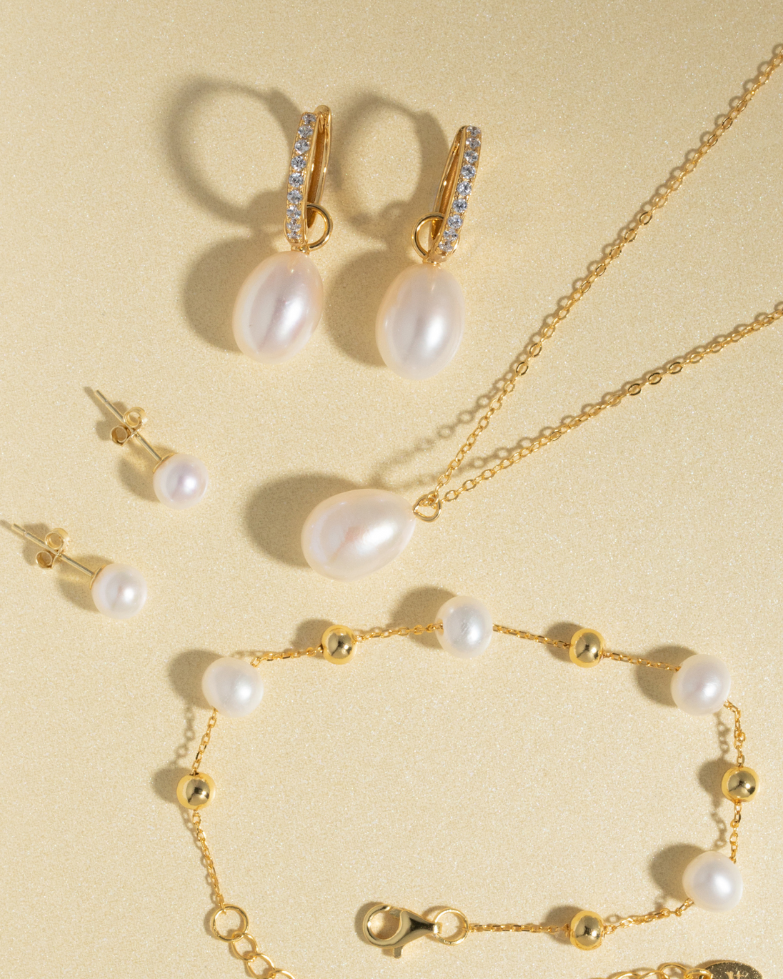 Pearl Hoop Drop Earrings with Removable Pearls  in 18k Gold Vermeil Vianne Jewellery