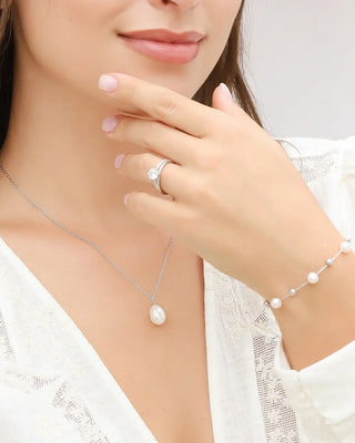 Large Pearl Pendant Necklace | Sterling Silver | 12-13mm Natural Freshwater Pearl Vianne Jewellery
