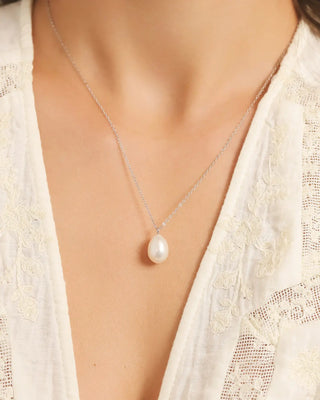 Large Pearl Pendant Necklace | Sterling Silver | 12-13mm Natural Freshwater Pearl Vianne Jewellery
