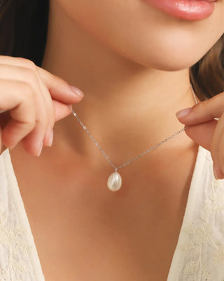 Large Pearl Pendant Necklace | Sterling Silver | 12-13mm Natural Freshwater Pearl Vianne Jewellery