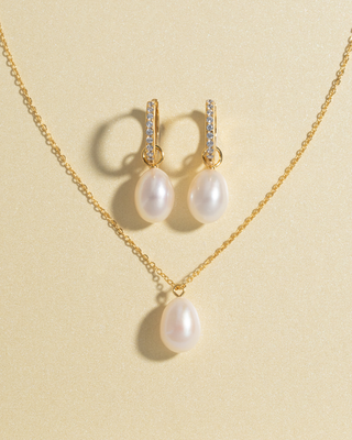 Pearl Hoop Drop Earrings with Removable Pearls  in 18k Gold Vermeil Vianne Jewellery