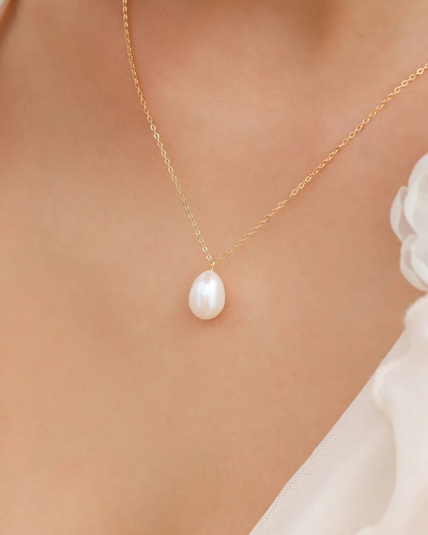 Large Pearl Pendant Necklace | 18k Gold Vermeil | 12-13mm Natural Freshwater Pearl Vianne Jewellery