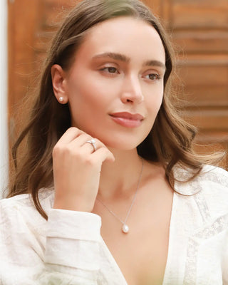 Large Pearl Pendant Necklace | Sterling Silver | 12-13mm Natural Freshwater Pearl Vianne Jewellery