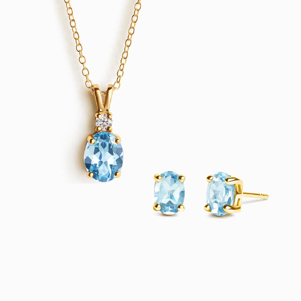 Mini Blue Topaz Jewellery Set | 18k Gold Vermeil | Necklace & Earrings Set Vianne Jewellery