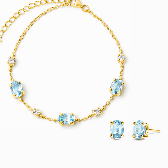 Mini Set 2 - Blue Topaz Jewellery Set in 18k Gold Vermeil Vianne Jewellery