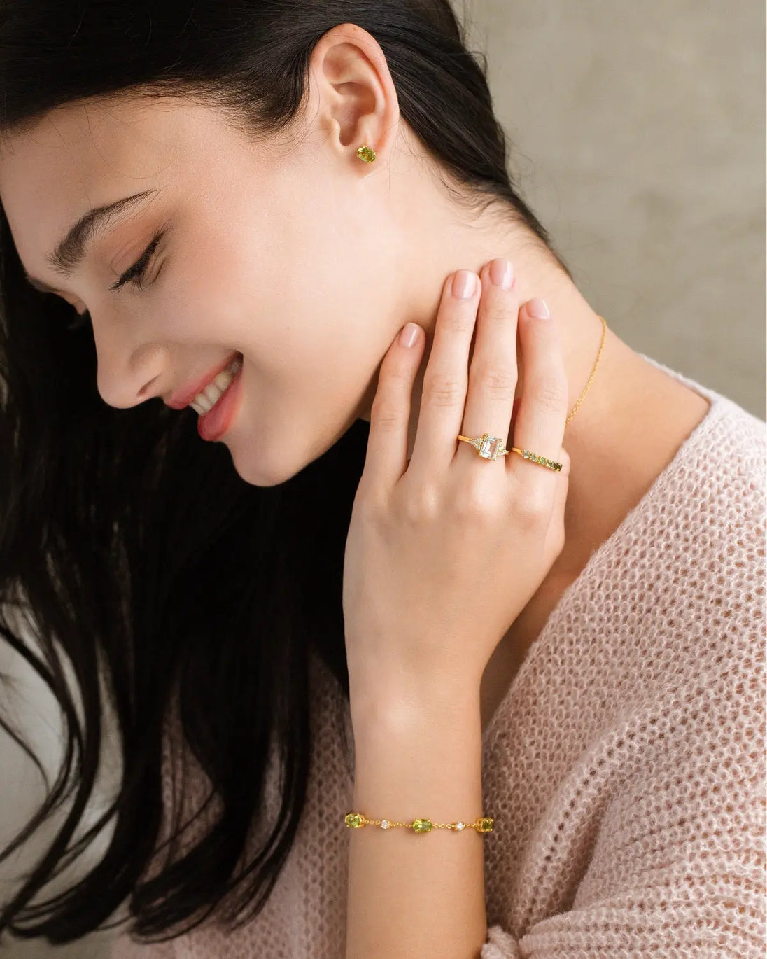 Peridot Bracelet | 18k Gold Vermeil | Natural Gemstones with Simulated Diamonds Vianne Jewellery